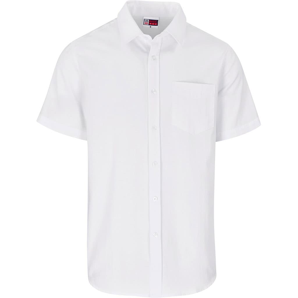 WHITE Mens Short Sleeve Oxford Shirt