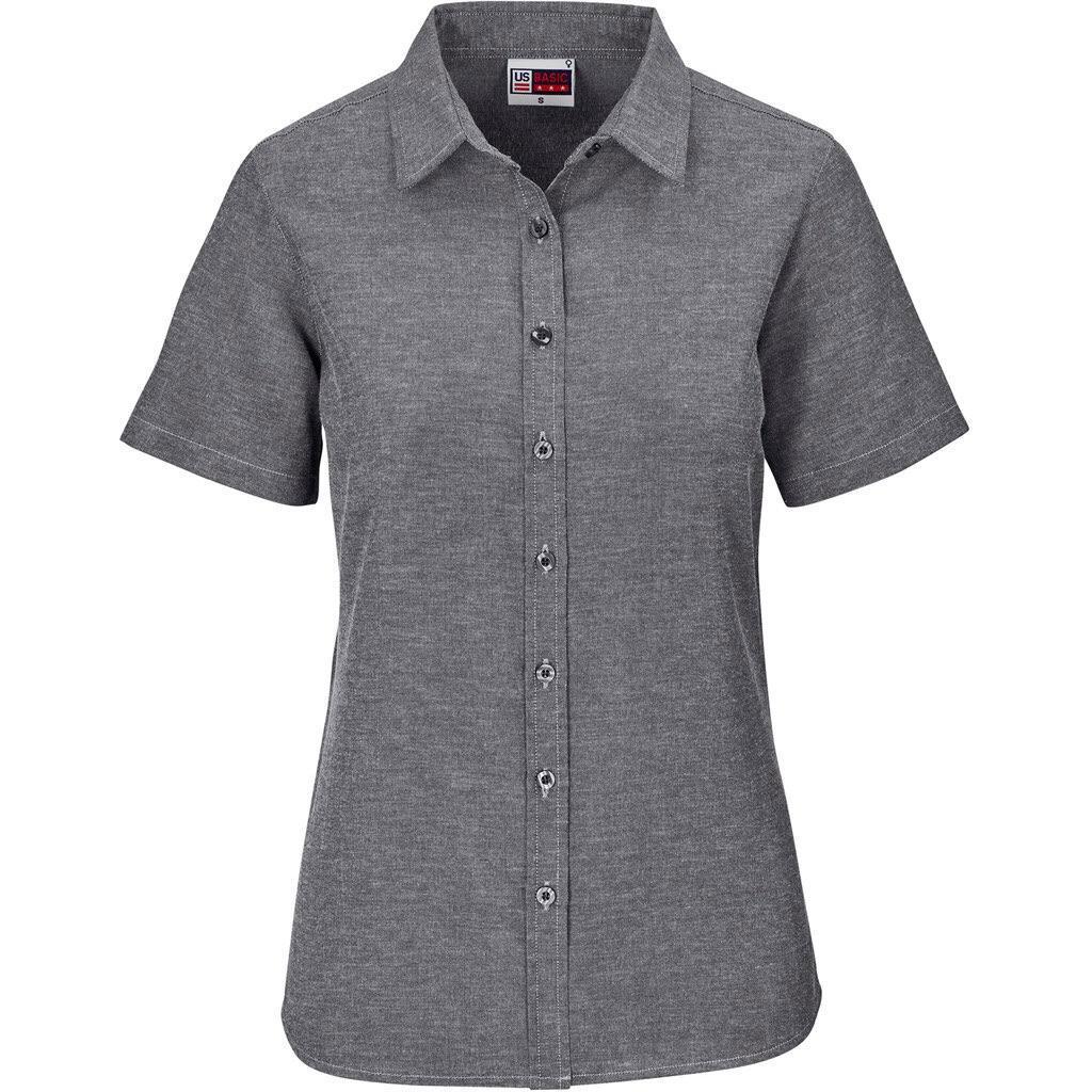 DARK GREY Ladies Short Sleeve Oxford Shirt