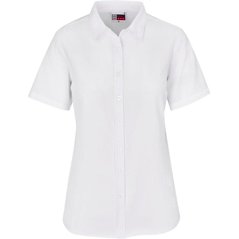 WHITE Ladies Short Sleeve Oxford Shirt