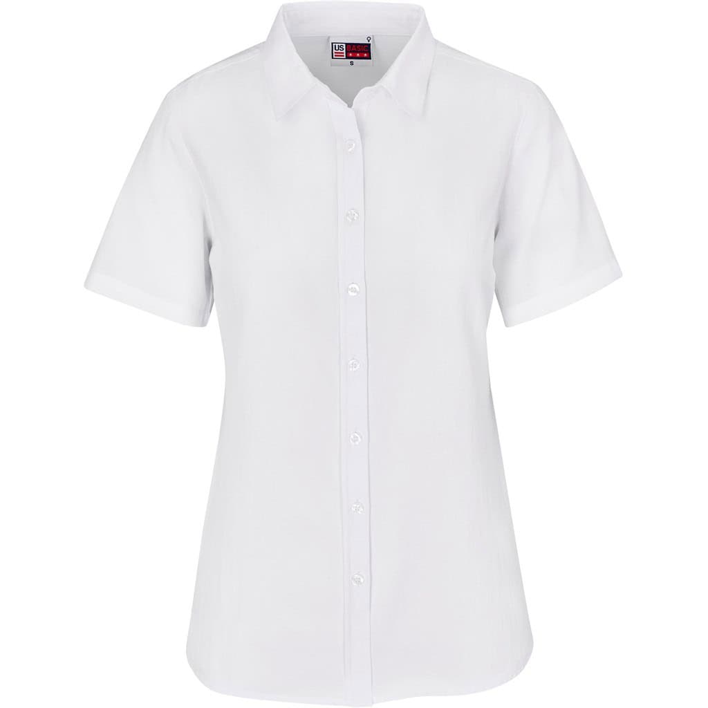 WHITE Ladies Short Sleeve Oxford Shirt