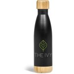 BLACK Serendipio Heritage Stainless Steel & Bamboo Vacuum Water Bottle  500ml
