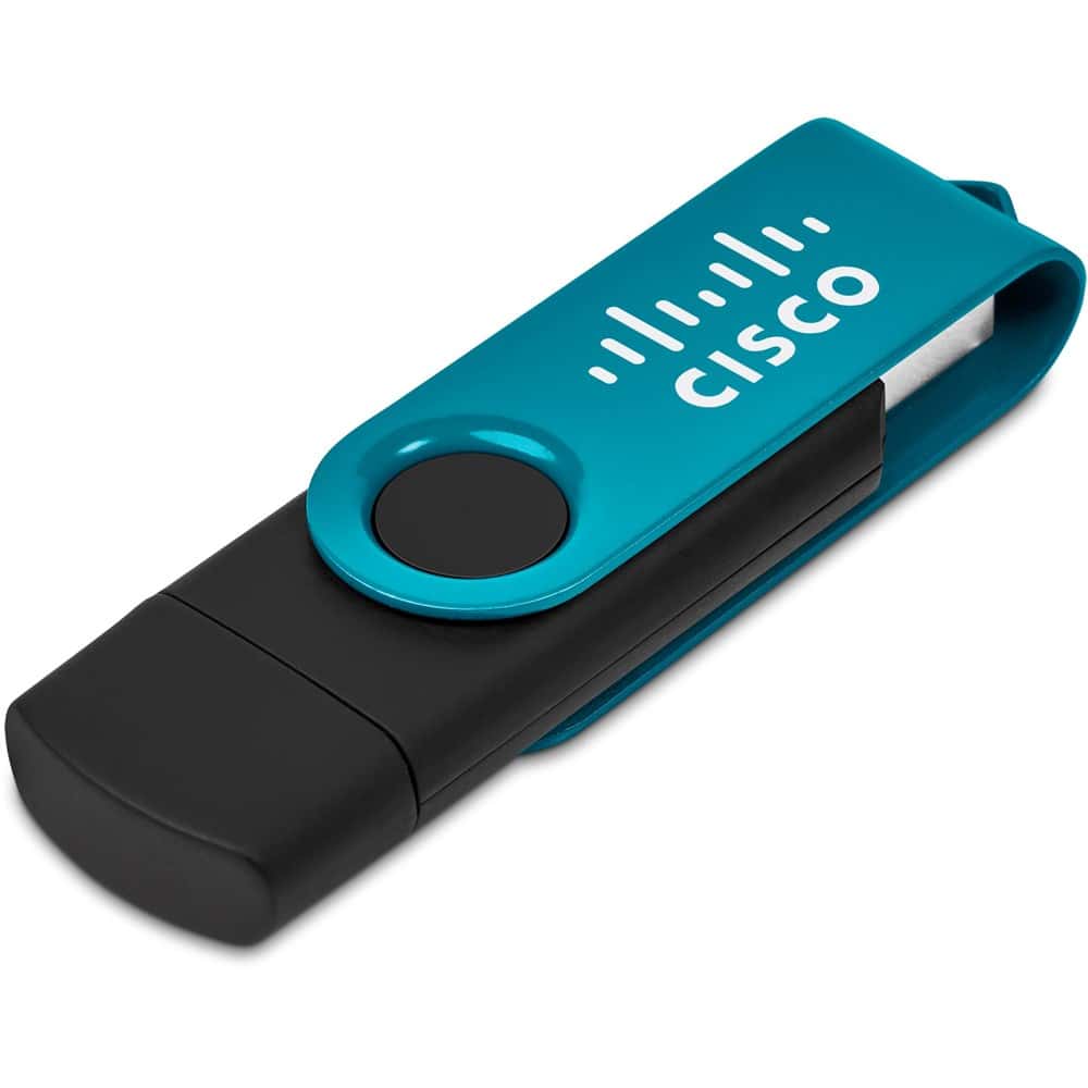 Turquoise Shuffle Gyro Black Flash Drive – 8GB