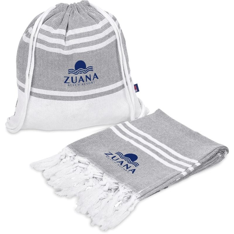 GREY US Basic Santa Cruz Cotton-Rich Beach Towel & Drawstring Bag