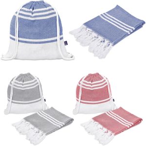 US Basic Santa Cruz Cotton-Rich Beach Towel & Drawstring Bag