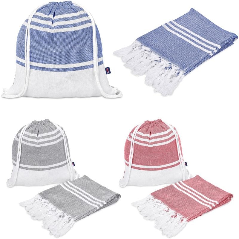US Basic Santa Cruz Cotton-Rich Beach Towel & Drawstring Bag
