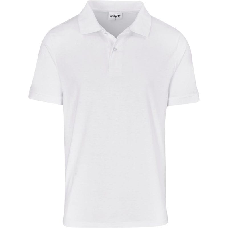 WHITE Mens Recycled Promo Golf Shirt