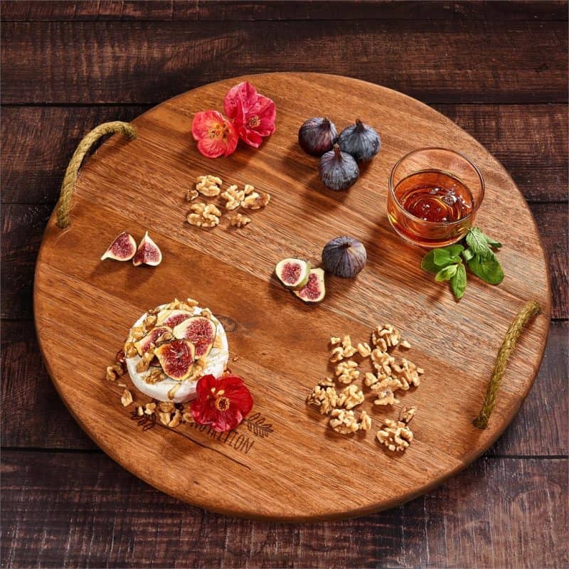 Okiyo Homegrown Large Round Hardwood Food Platter