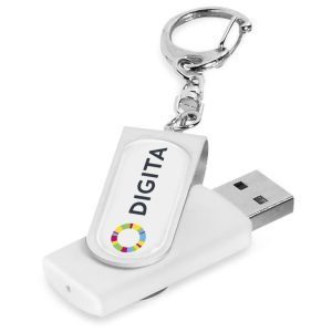 SOLID WHITE Atlanta Flash Drive Keyholder - 8GB