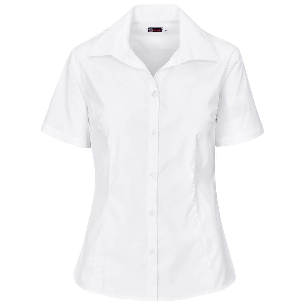 white Ladies Short Sleeve Sheffield Stretch Shirt