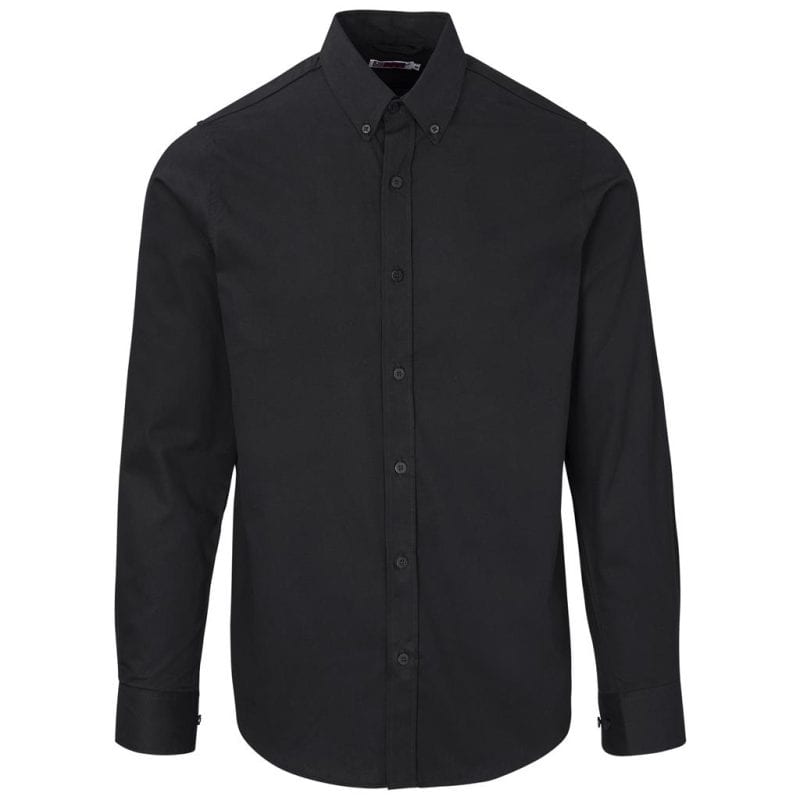 black Mens Long Sleeve Cotton Twill Moderna Shirt