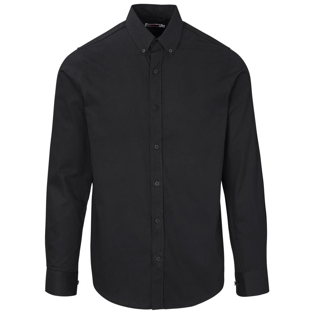 black Mens Long Sleeve Cotton Twill Moderna Shirt