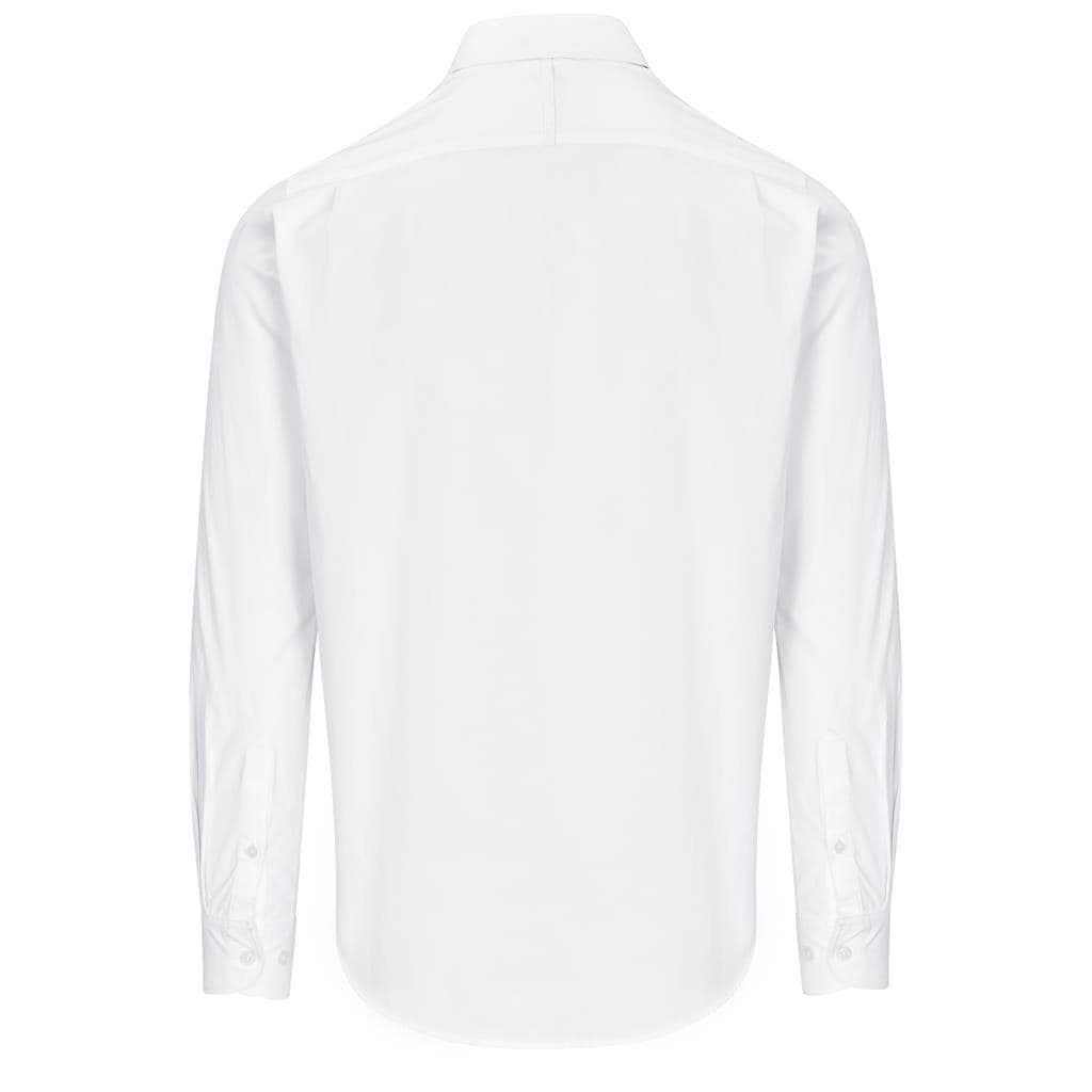 white Mens Long Sleeve Cotton Twill Moderna Shirt