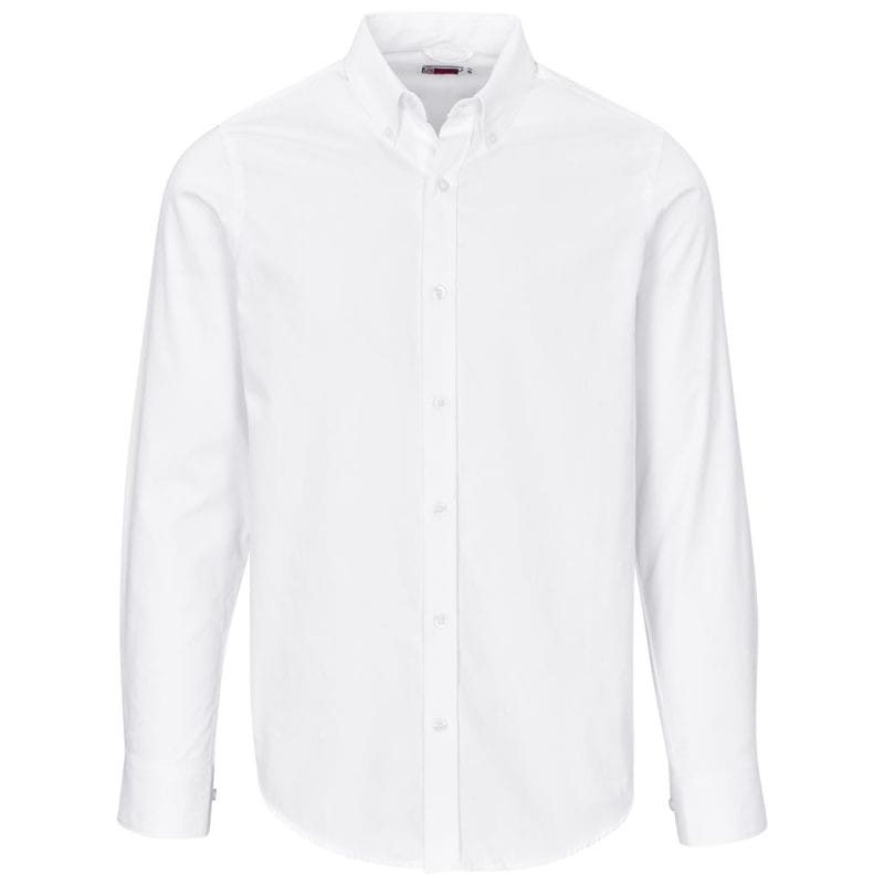 white Mens Long Sleeve Cotton Twill Moderna Shirt