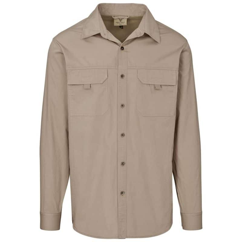 khaki Mens Long Sleeve Mawenzi Twill Shirt