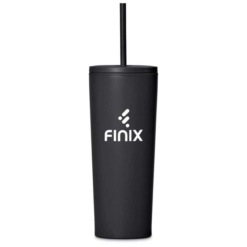 Black Kooshty Concorde Stainless Steel & Plastic Double-Wall Tumbler & Straw - 720ml