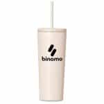 Cream Kooshty Concorde Stainless Steel & Plastic Double-Wall Tumbler & Straw - 720ml
