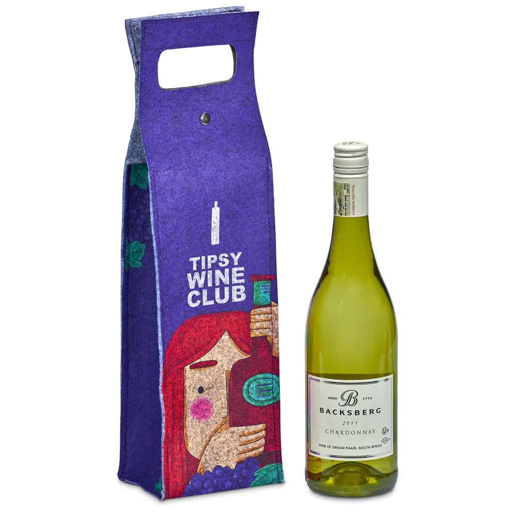 Hoppla Velto RPET Felt Single Wine Bottle Carrier