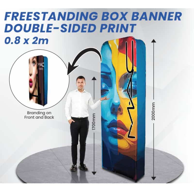 Freestanding Box Banner Double Sided Print 800 X 2000 X 300mm