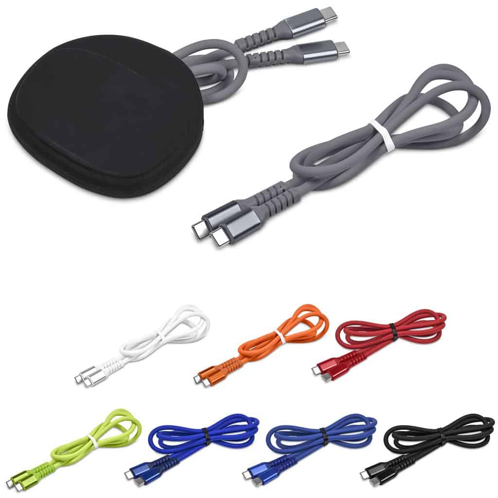 GP-AL-143-B-NO-LOGO Altitude Mable Fast Charge Type-C to Type-C Charging  Cable in Pouch
