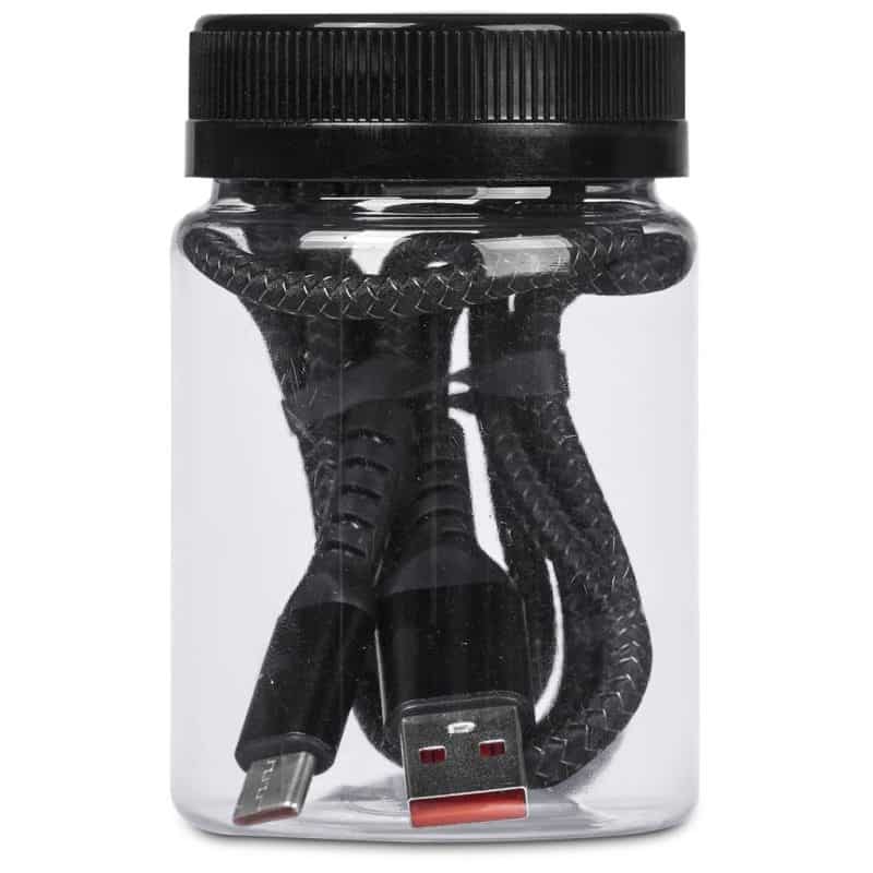 GP-AL-148-B-04-NO-LOGO Altitude Muttle Fast Charge USB-A to Type-C Charging Cable in Jar