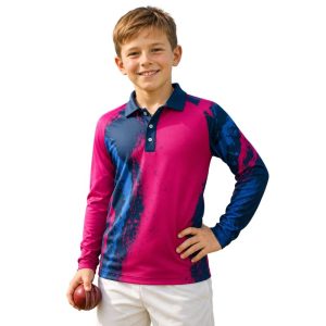 Custom Dye Sublimated Long Sleeve Cricket Golfer Shirt for kids