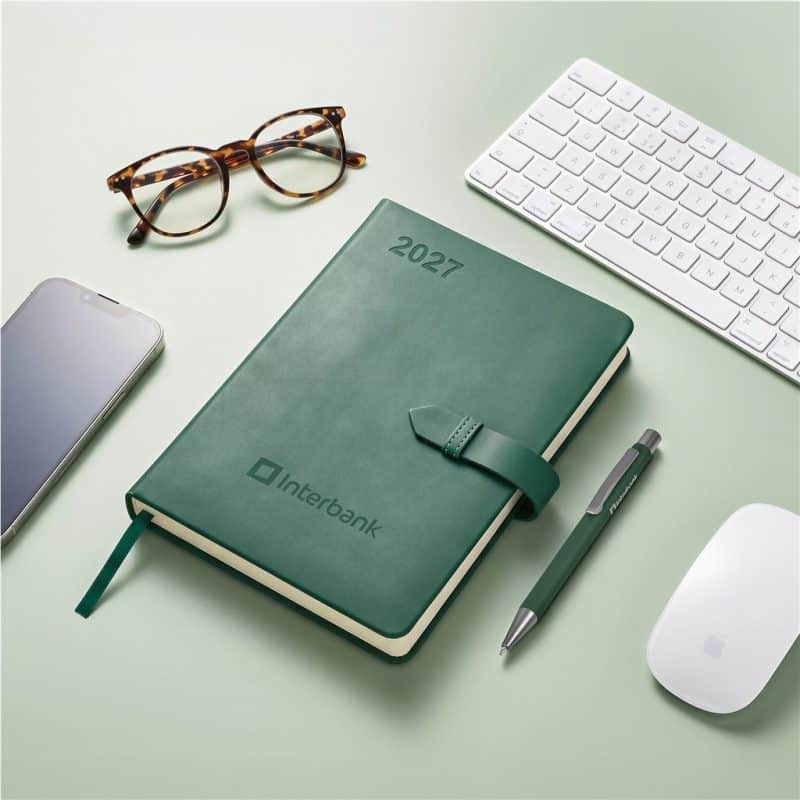 Altitude Enterprise A5 2027 Diary and Omega Pen Set lifestyleImagesWithLogos