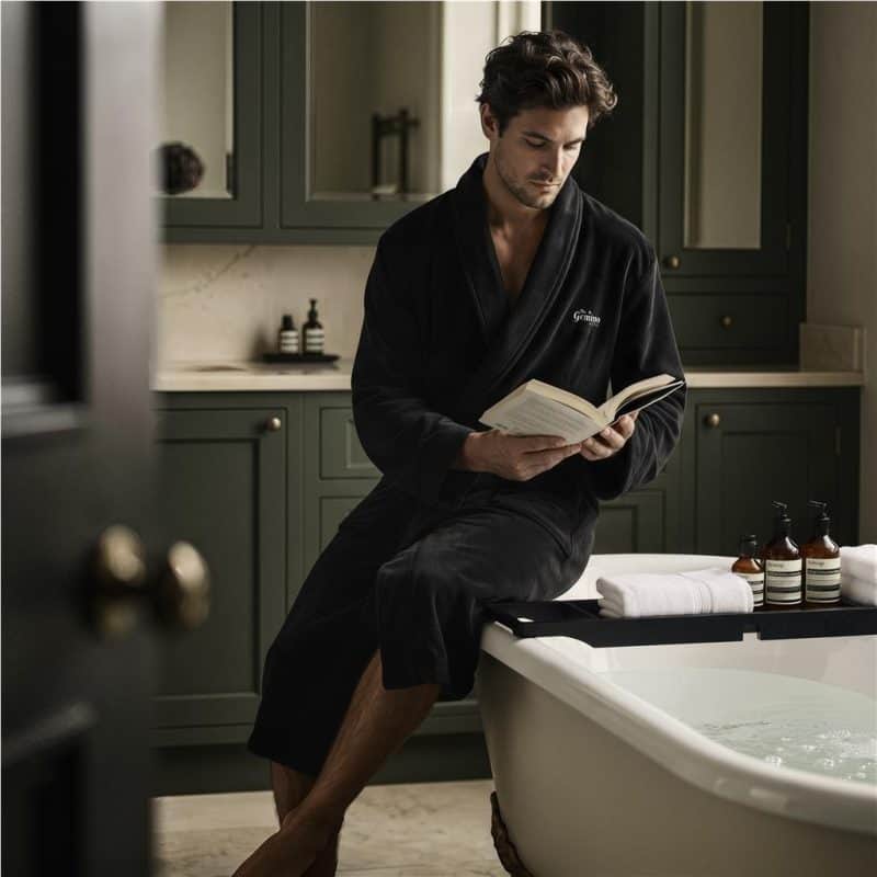 Serendipio Langham Mens Coral Fleece Bathrobe lifestyleImagesWithLogos