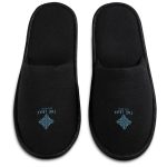Black Serendipio Be Our Guest Linen Slippers