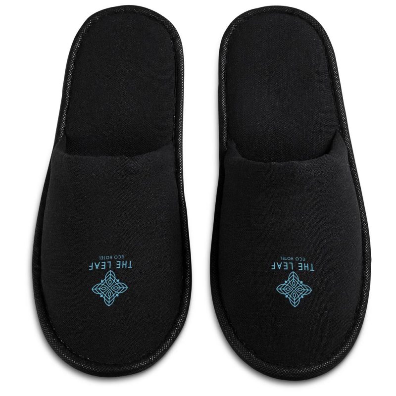 Black Serendipio Be Our Guest Linen Slippers