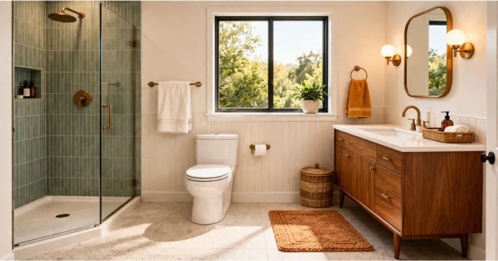 Cozy mid century modern bathroom design