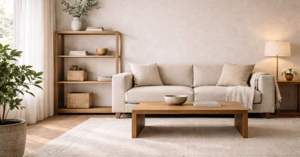 A simple, uncluttered room showcasing minimalist decorating style.