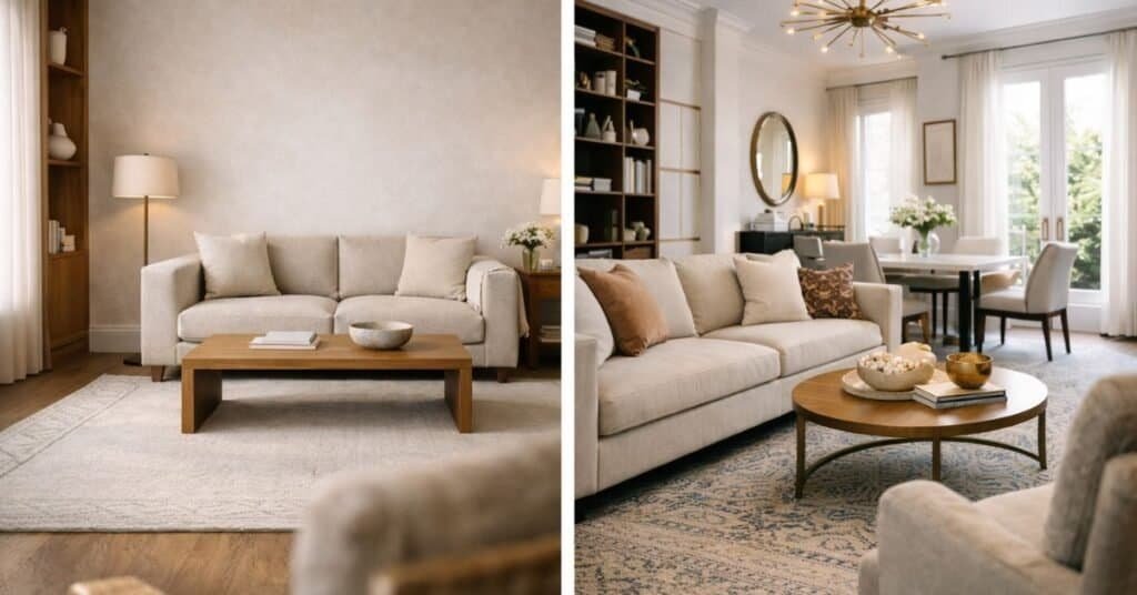 Simple and clean minimalist decorating style example with neutral colors.