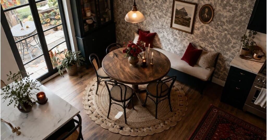 Cozy European bistro dining nook