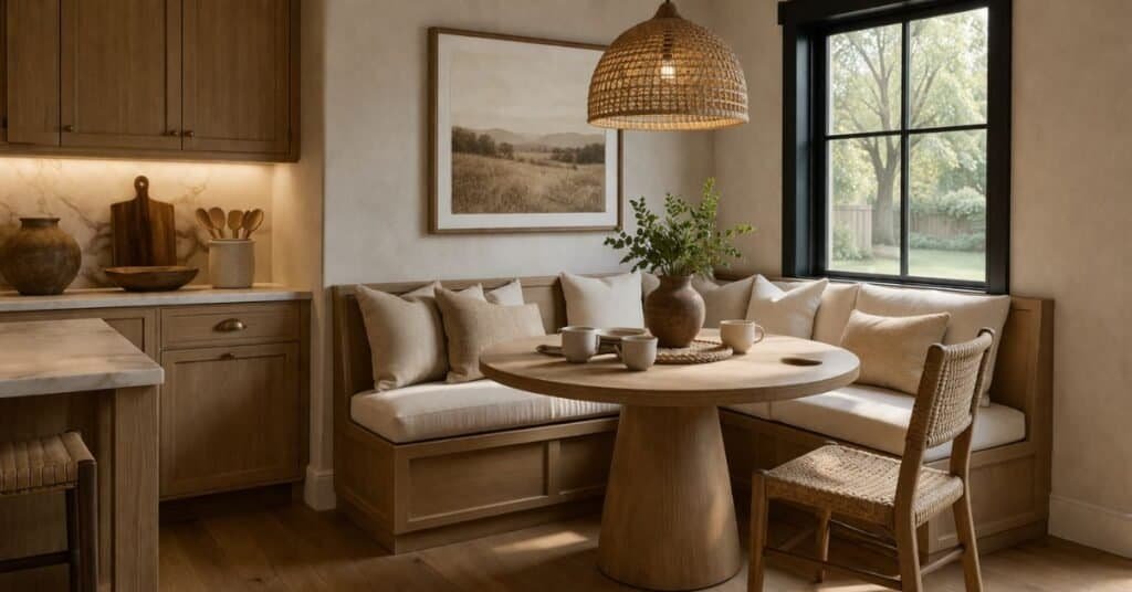 Cozy farmhouse dining nook interior