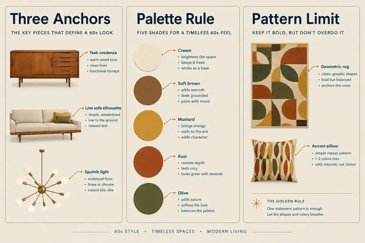 Best Colors for a 1960s Mid Century Modern Living Room