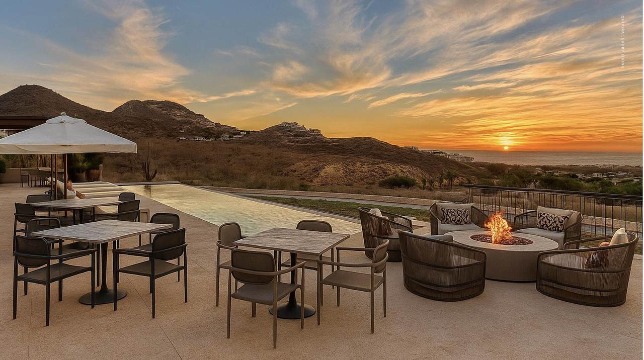 Quivira Los Cabos Ocean View With Sunset, Luxury Villa, And Outdoor Seating.