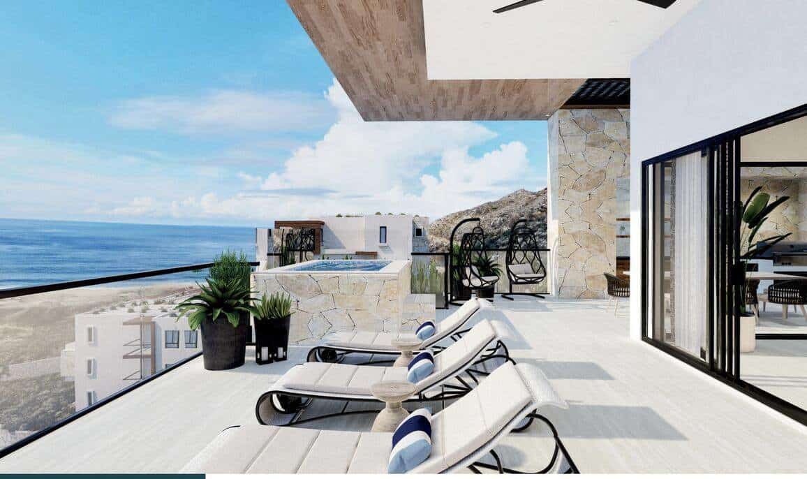 Quivira Los Cabos Luxury Villa With Ocean View, Modern Design, And Outdoor Lounge Area.