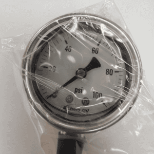 Psi pressure gauge for industrial automation and equipment monitoring.