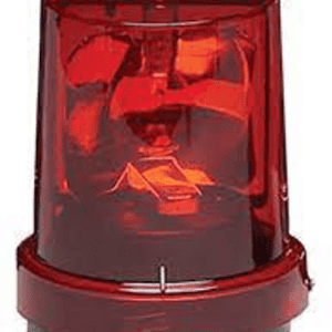 Alarm siren light in red for security alert and emergency signaling.