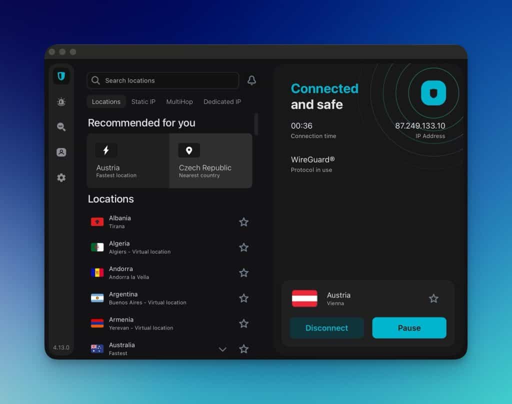 VPN Verbindung über das kostenpflichtige VPN Service Surfshark statt einem eigenen VPN Server