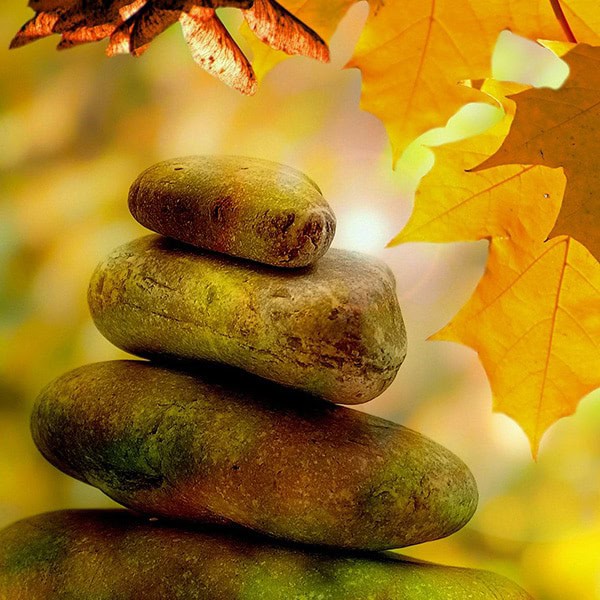 Balance Stones in Autumn Leaves