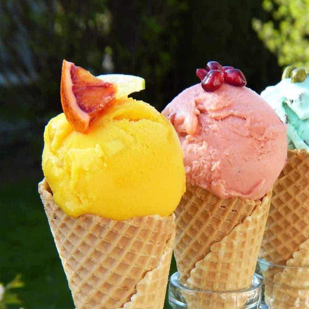 Mango Nice Cream with Fruit Toppings