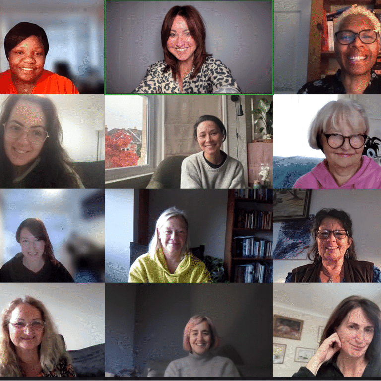Raw Horizons virtual team meeting with diverse women smiling and engaging online.