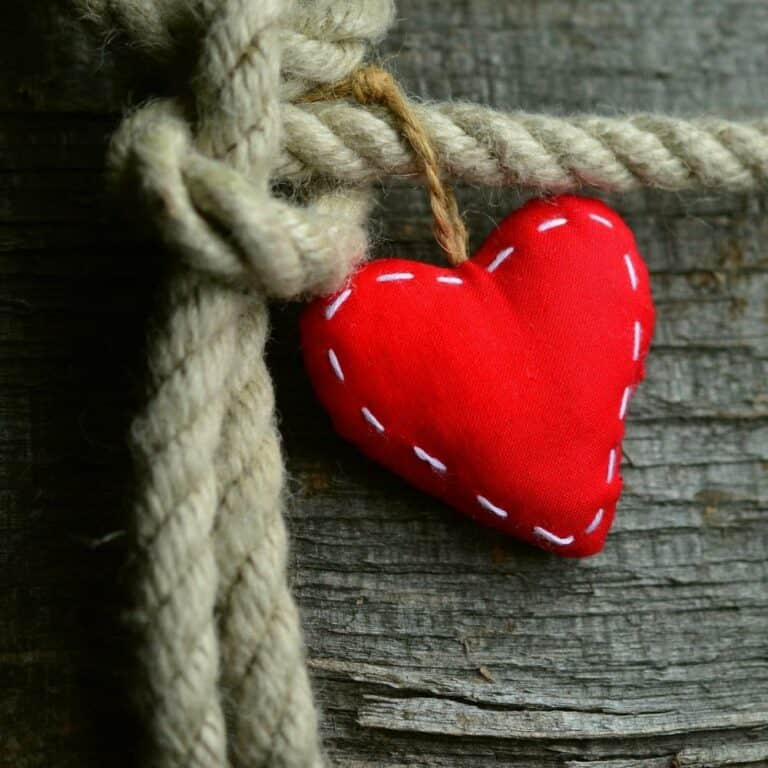 Heart tied with rope representing the challenges of self-love and tough love.