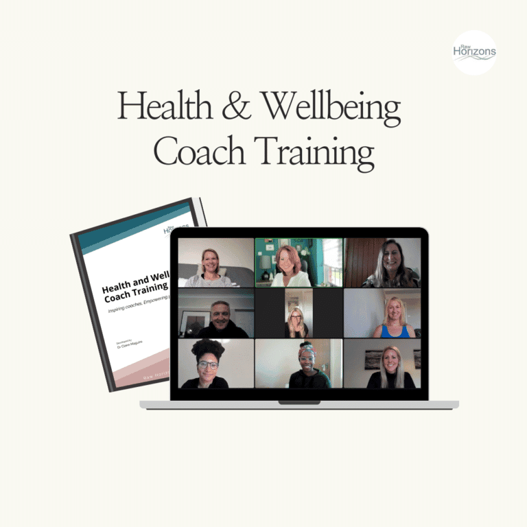 Online health and wellbeing coach training session with diverse participants.