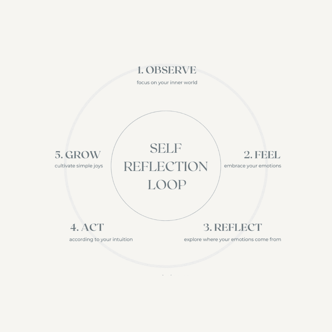 Diagram illustrating the self-reflection loop for personal growth and mindfulness.