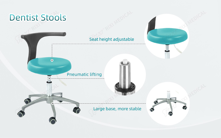 RIXI R1 turquoise dentist stool with adjustable seat