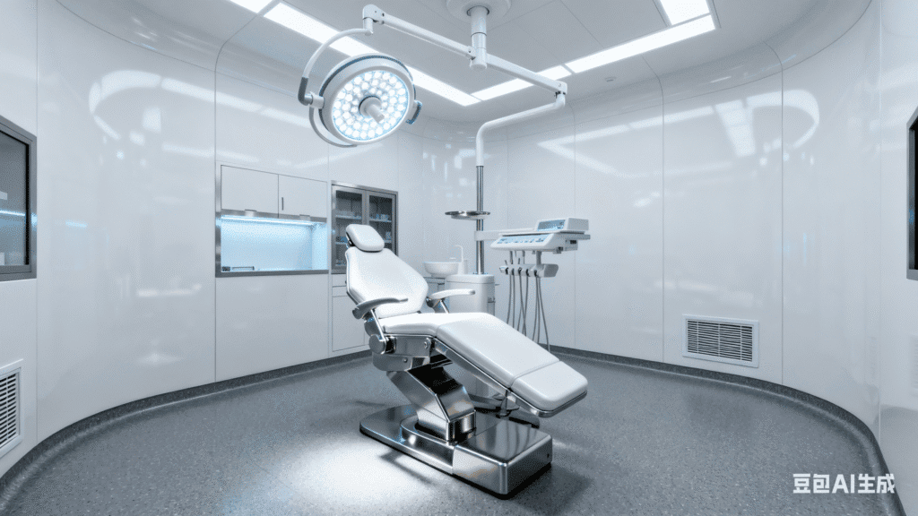 A specialized dental chair for an oral surgery specialist, built for stability and precision.