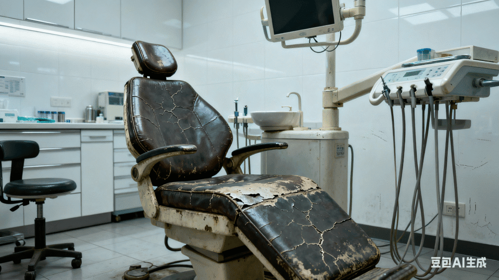 An outdated dental chair in a clinic, signaling it may be time for an upgrade.