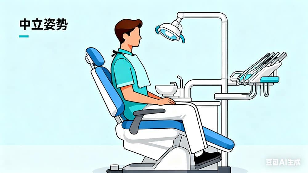 A diagram illustrating the importance of proper dental chair ergonomics for maintaining a neutral posture.